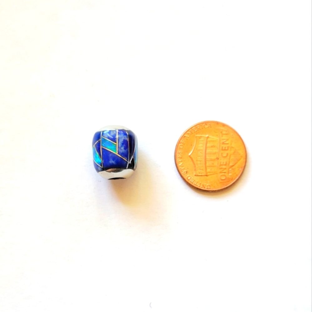 Sterling silver opal inlay bead with chain